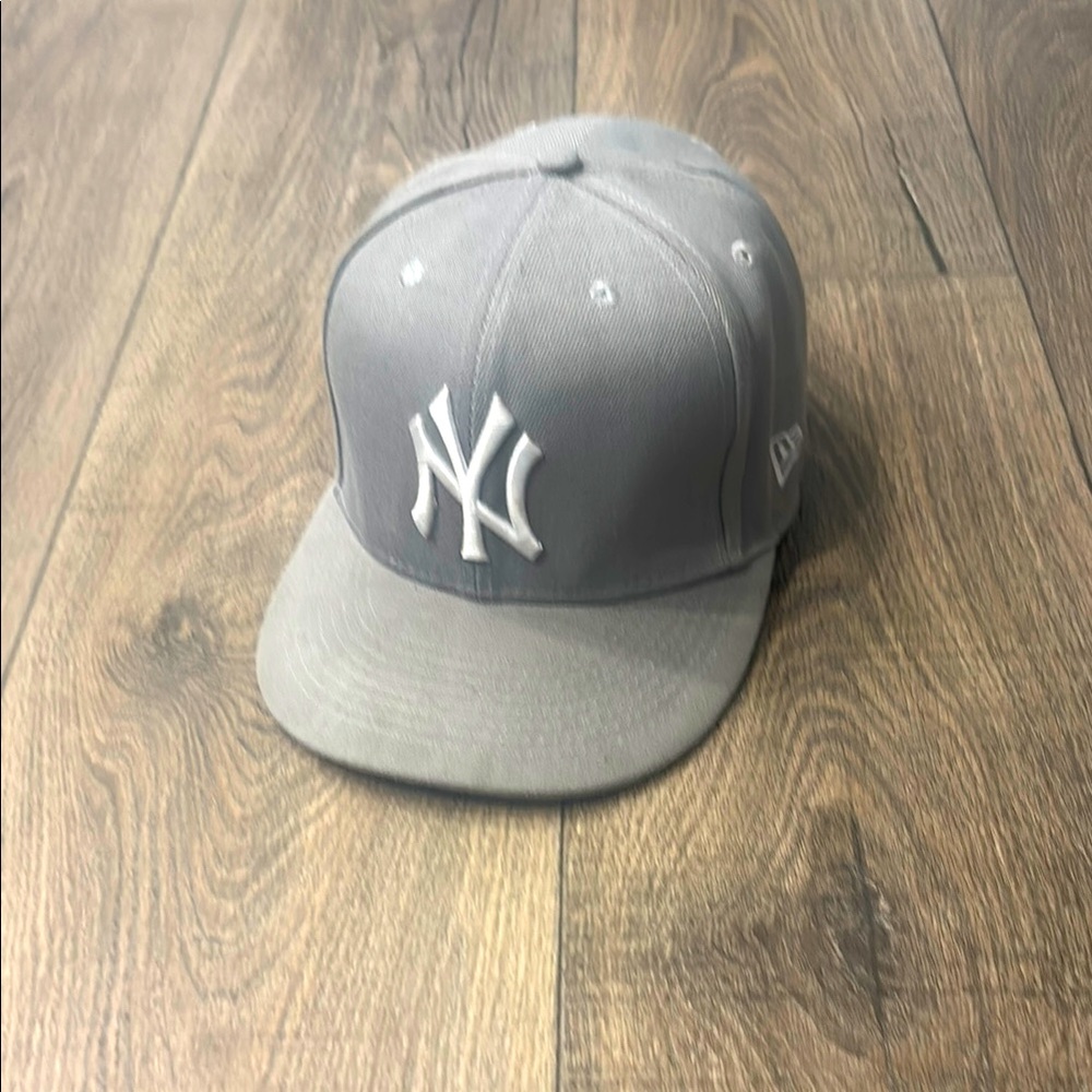 New Era Gray and White fitted Hat